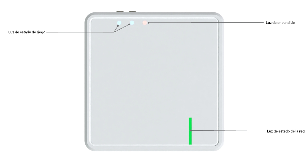 The appearance of Netro Stream is that of a rectangular prism with dimensions of length 4.1 inches, width 4.1 inches, and height 2.2 inches. On its top view, It features a rectangular network status light, two circular watering status light and a circular power light.